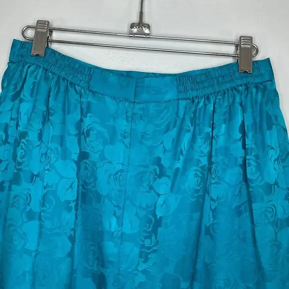 VTG 80s ADRIANNA PAPELL Women Skirt/Jackets Set Floral Long Sleeve Silk 12P Blue - Picture 8 of 14